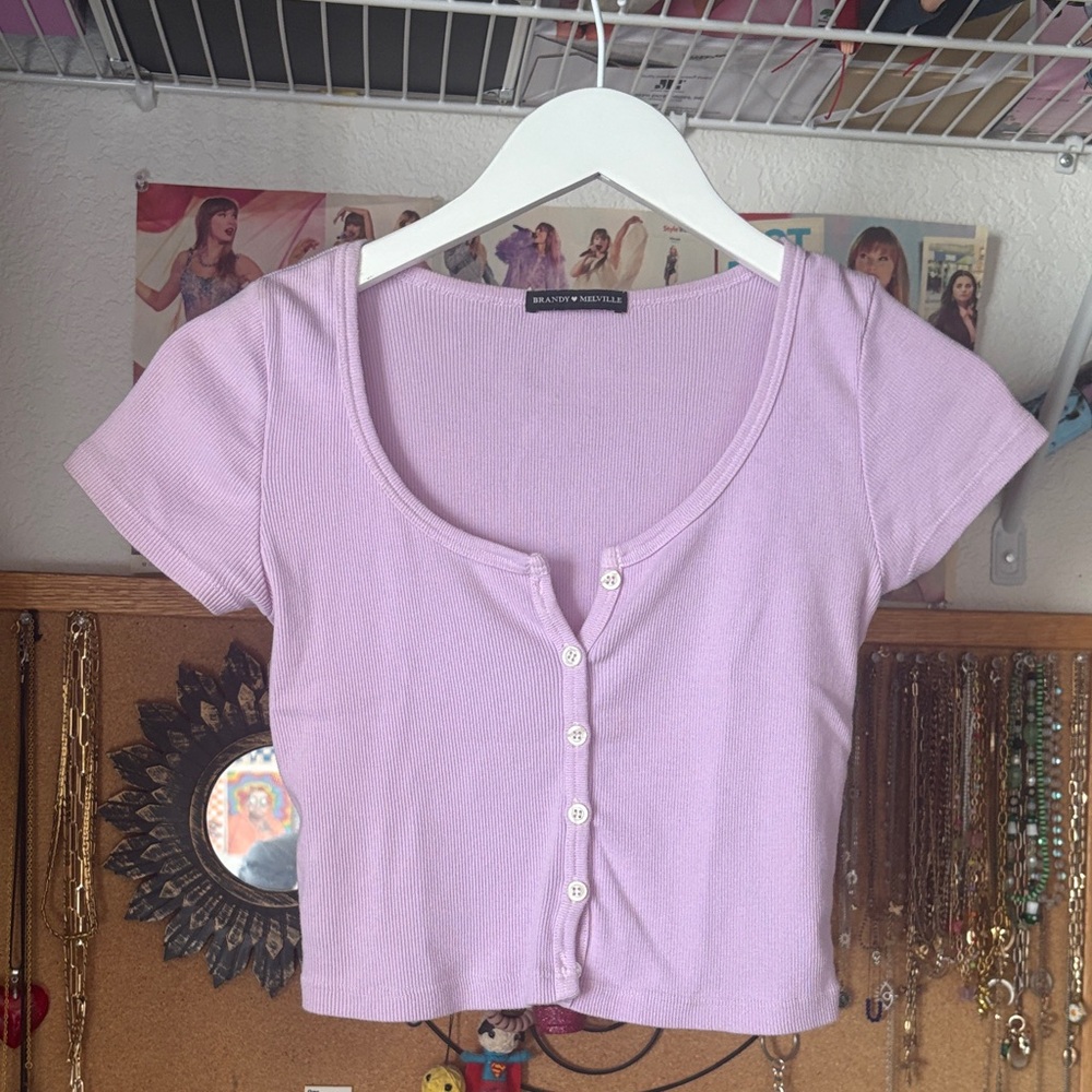 Brandy Melville Light Purple Button-Up Top. Worn once.